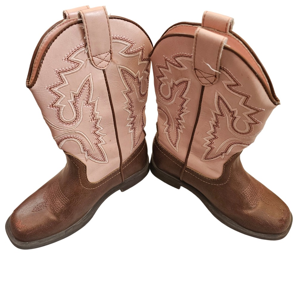 Dream Pairs Toddler Girls Pink Brown Western Cowboy Boots Size 9